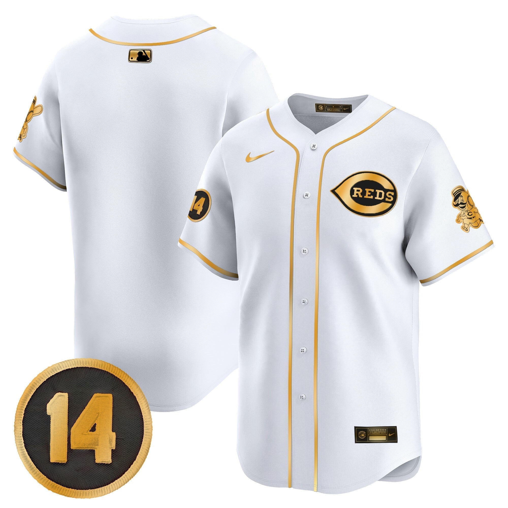 CIN Pete Rose Patch Vapor Premier Limited Jersey - Stitched