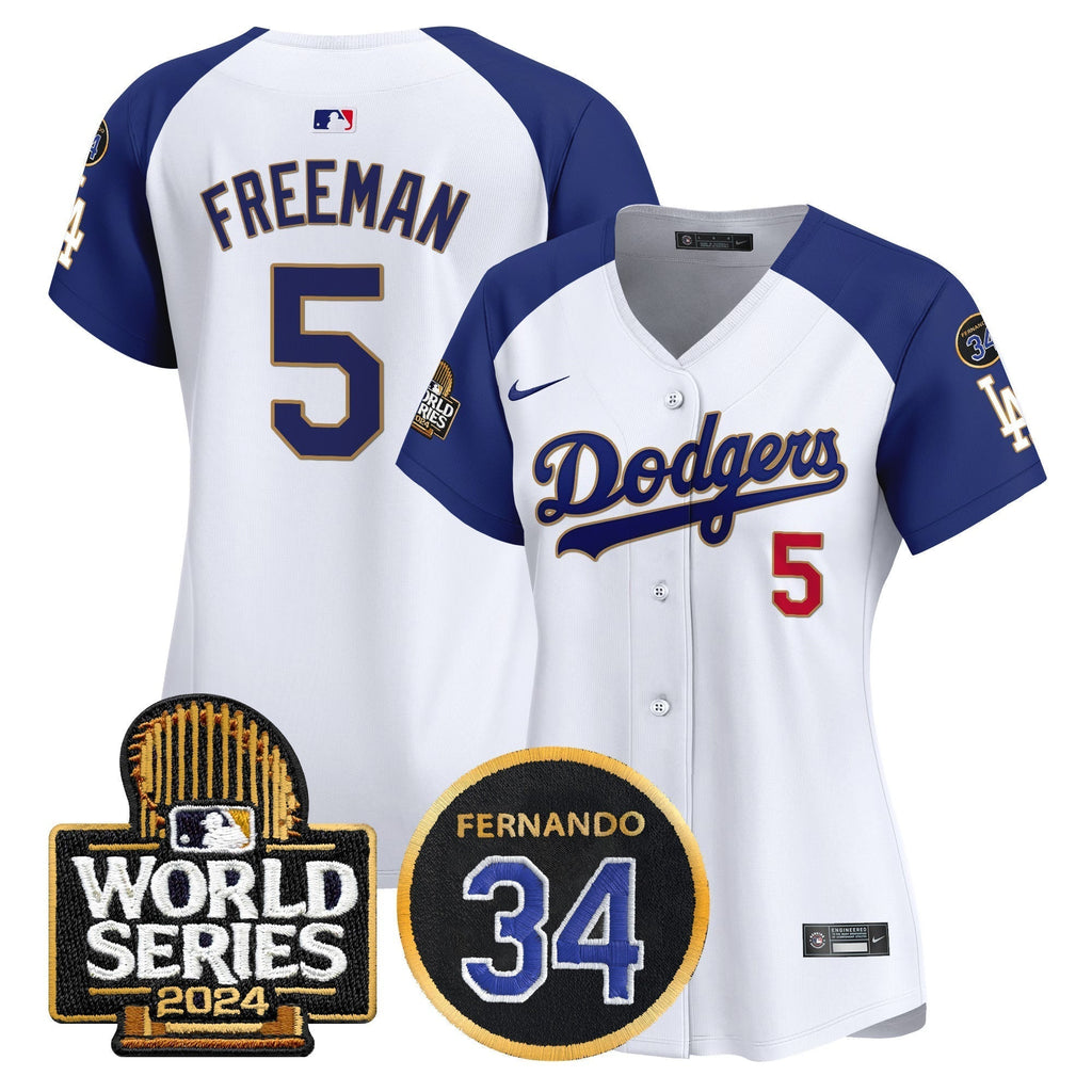 Women's Dodgers Fernando Memorial & 2024 World Series Patch Vapor Premier Limited Jersey - Stitched