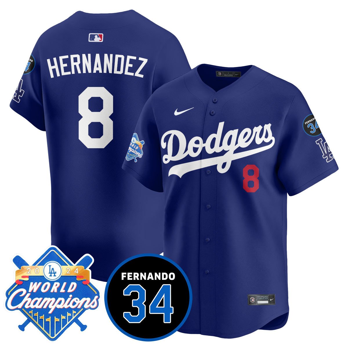 LA Dodgers - World Series Champions 2024/Fernando Valenzuela Memorial Jersey - Stitched