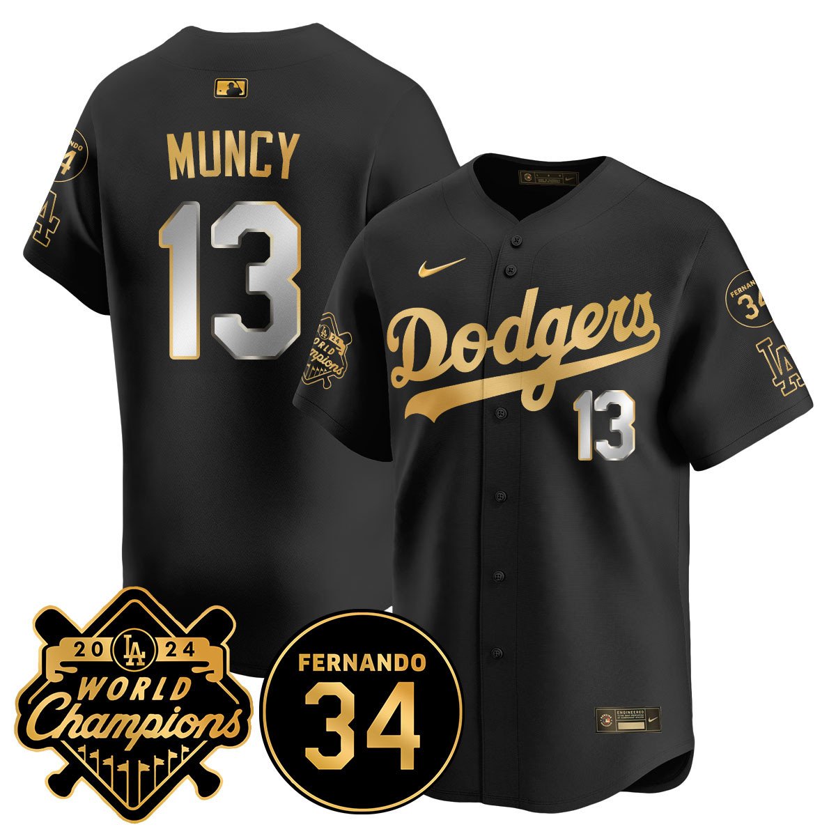 LA Dodgers - World Series Champions 2024/Fernando Valenzuela Memorial Jersey - Stitched