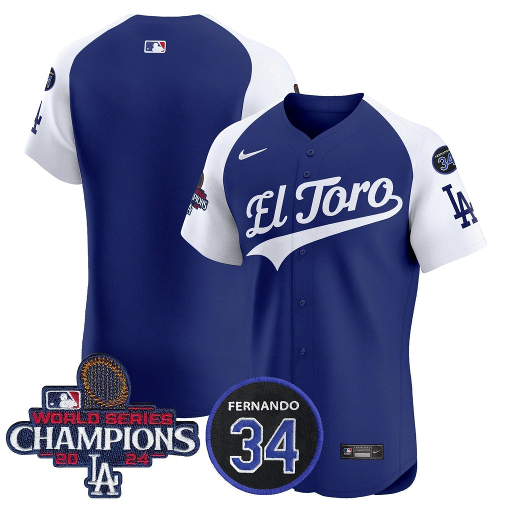 Dodgers El Toro 2024 World Series Champions Patch Vapor Premier Elite Jersey - Stitched