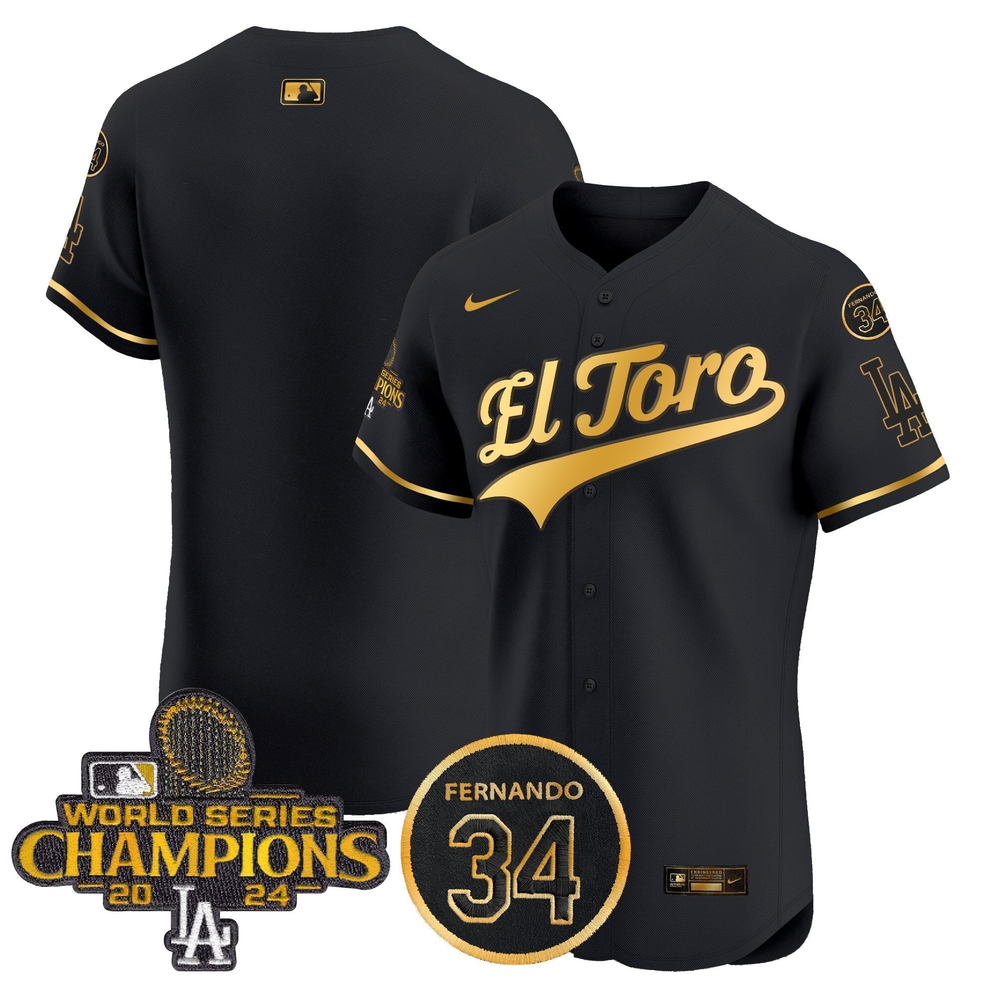 Dodgers El Toro 2024 World Series Champions Patch Vapor Premier Elite Jersey - Stitched