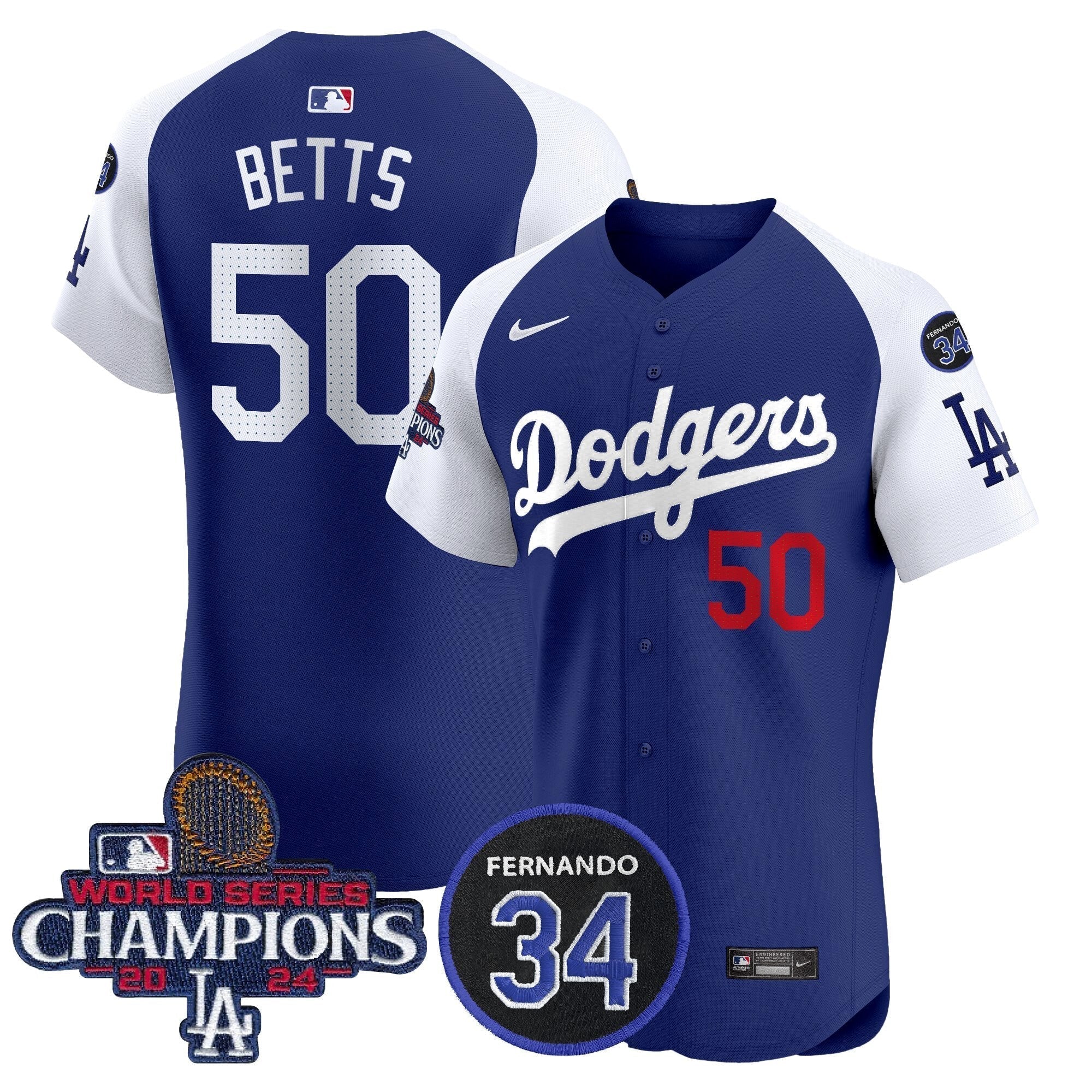 Dodgers 2024 World Series Champions Patch Vapor Premier Elite Jersey V2 - Stitched