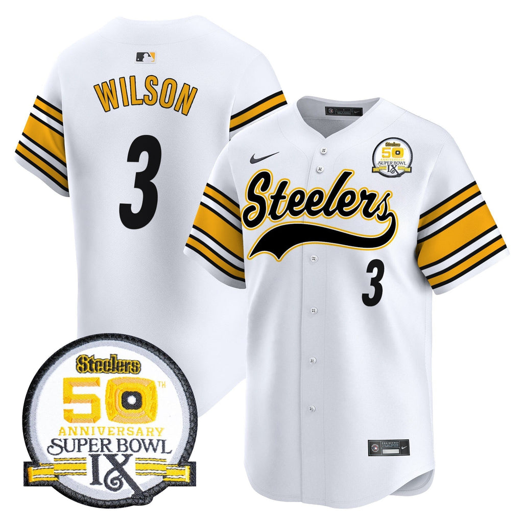 Steelers 50th Anniversary Of Super Bowl IX Patch Vapor Premier Baseball Jersey - Stitched