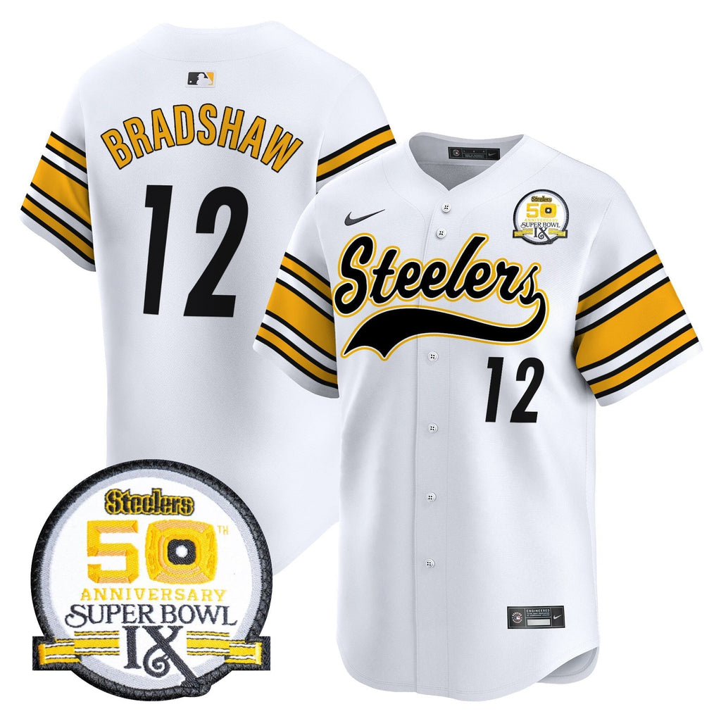 Steelers 50th Anniversary Of Super Bowl IX Patch Vapor Premier Baseball Jersey - Stitched
