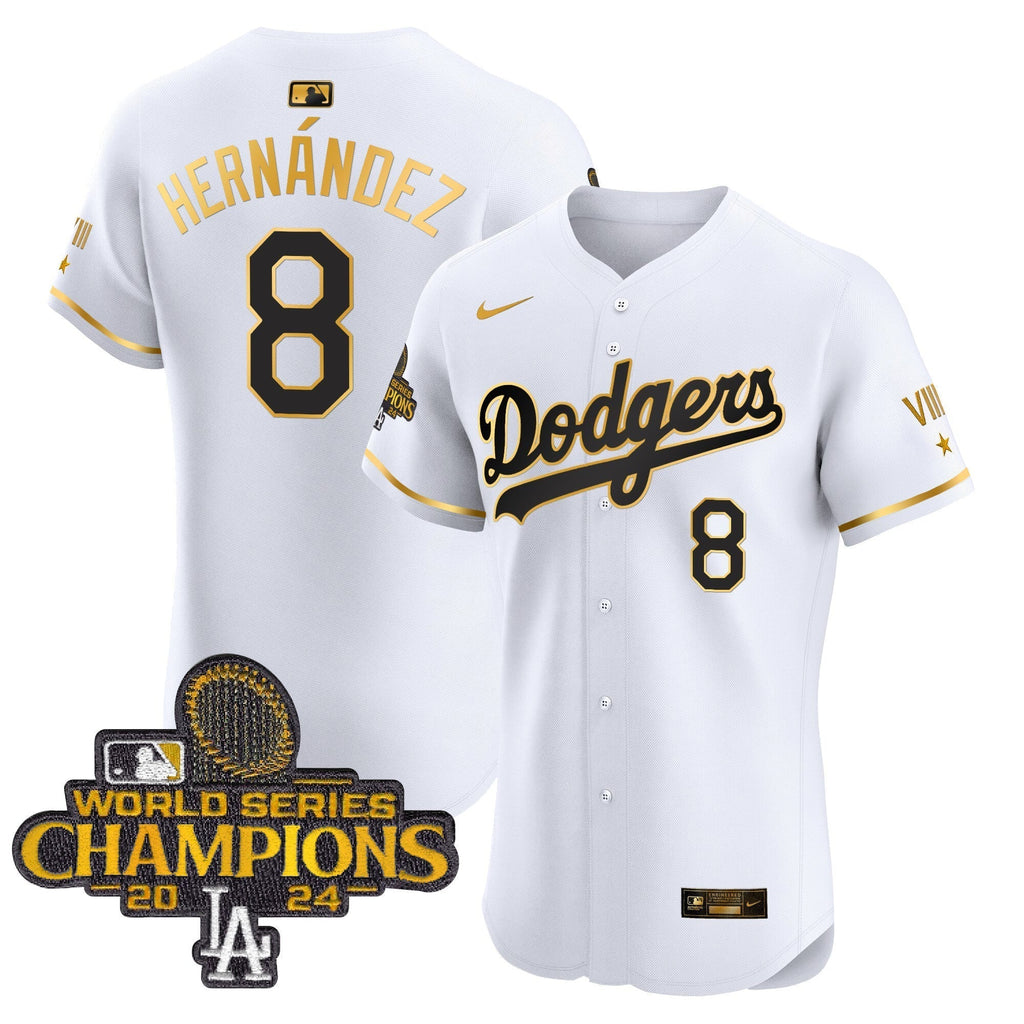 Dodgers 2024 World Series Champions Gold Trim Vapor Premier Elite Jersey V3 - Stitched