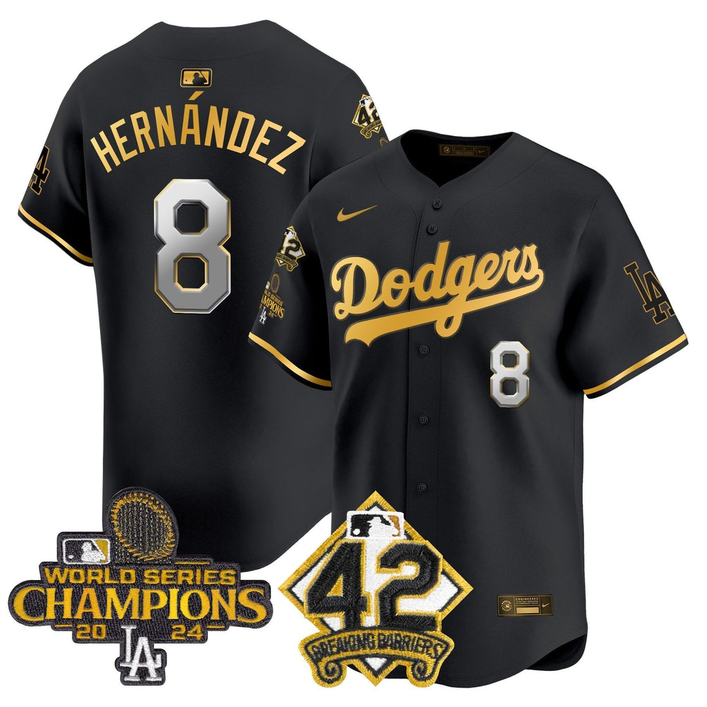 Dodgers 2024 World Series Champions & Jackie Robinson Patch Vapor Premier Limited Jersey - Stitched