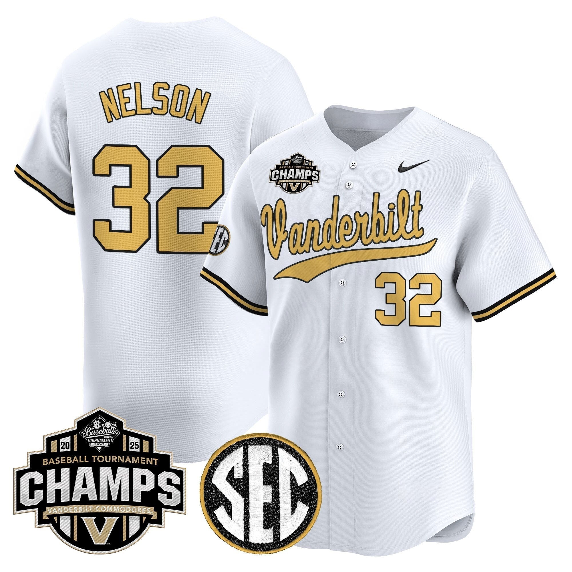 Vanderbilt Commodores 2025 SEC Conference Tournament Champions Vapor Premier Limited Jersey - Stitched