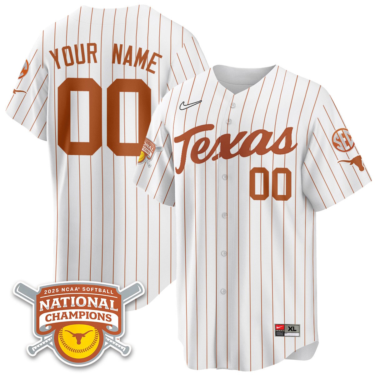 TEX Softball 2025 World Series Champions Limited Custom Jersey - Stitched