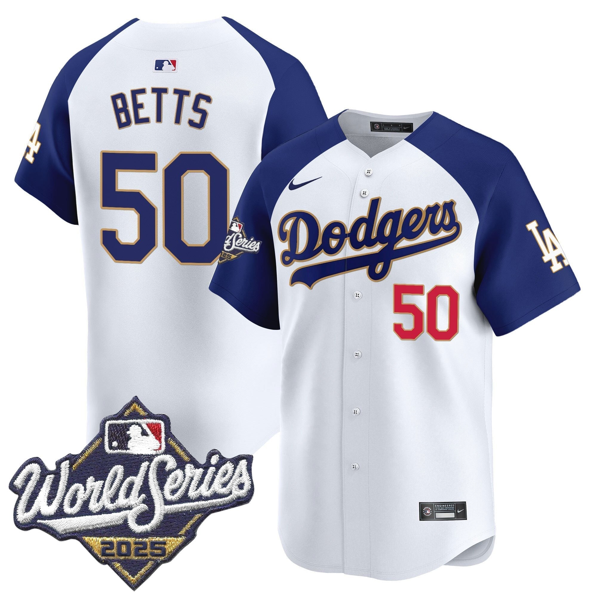 Dodgers 2025 World Series Gold Trim Vapor Premier Limited Jersey - Stitched