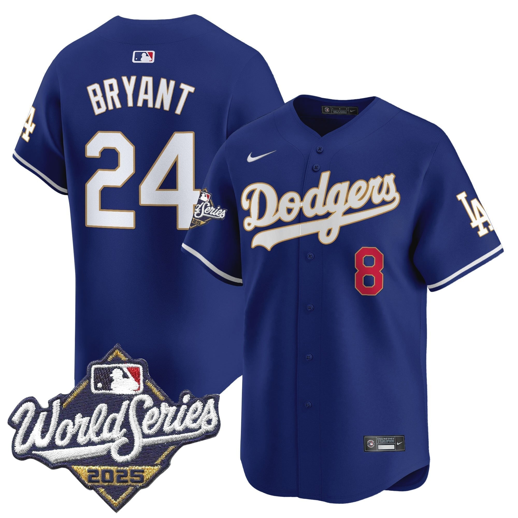 Dodgers 2025 World Series Gold Trim Vapor Premier Limited Jersey - Stitched