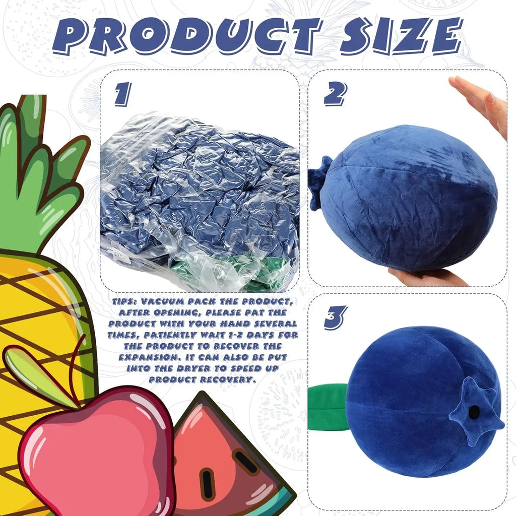 Cute Blueberry Plush Pillow Soft Hugging Fruit Decor Gift for Home