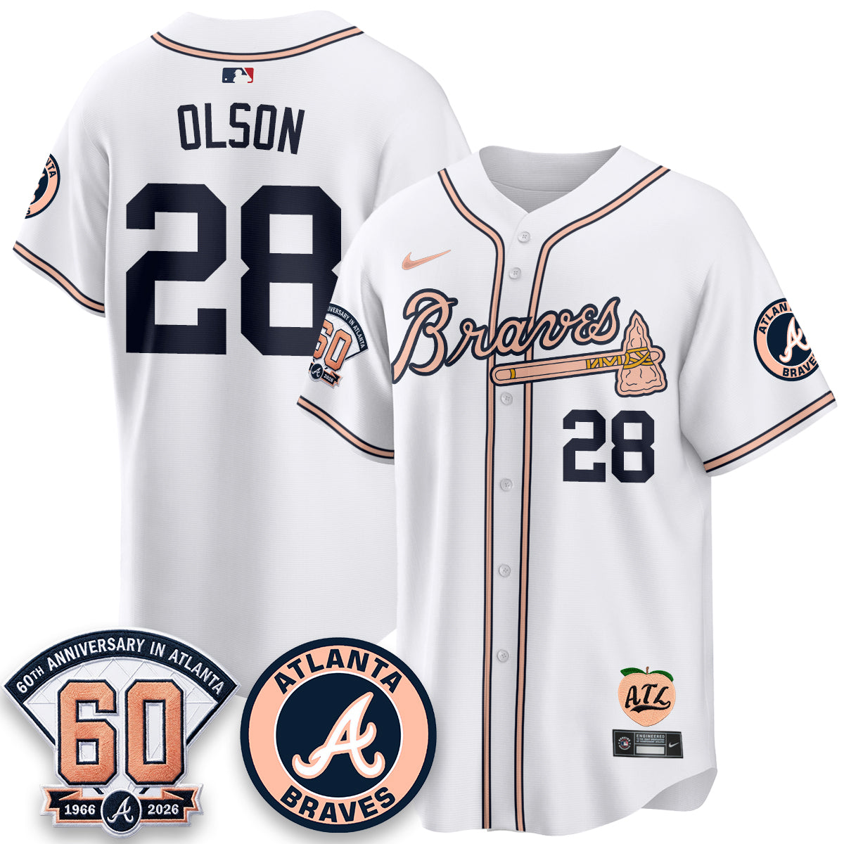 ATL 60th Anniversary Peach Edition Vapor Premier Limited Jersey - All Stitched