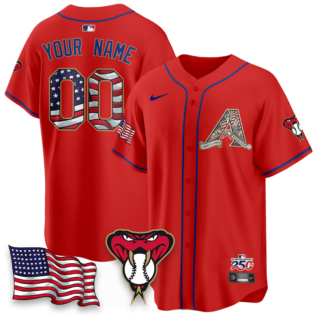 ARI 2026 Independence Day USA Vapor Limited Custom Jersey - Stitched