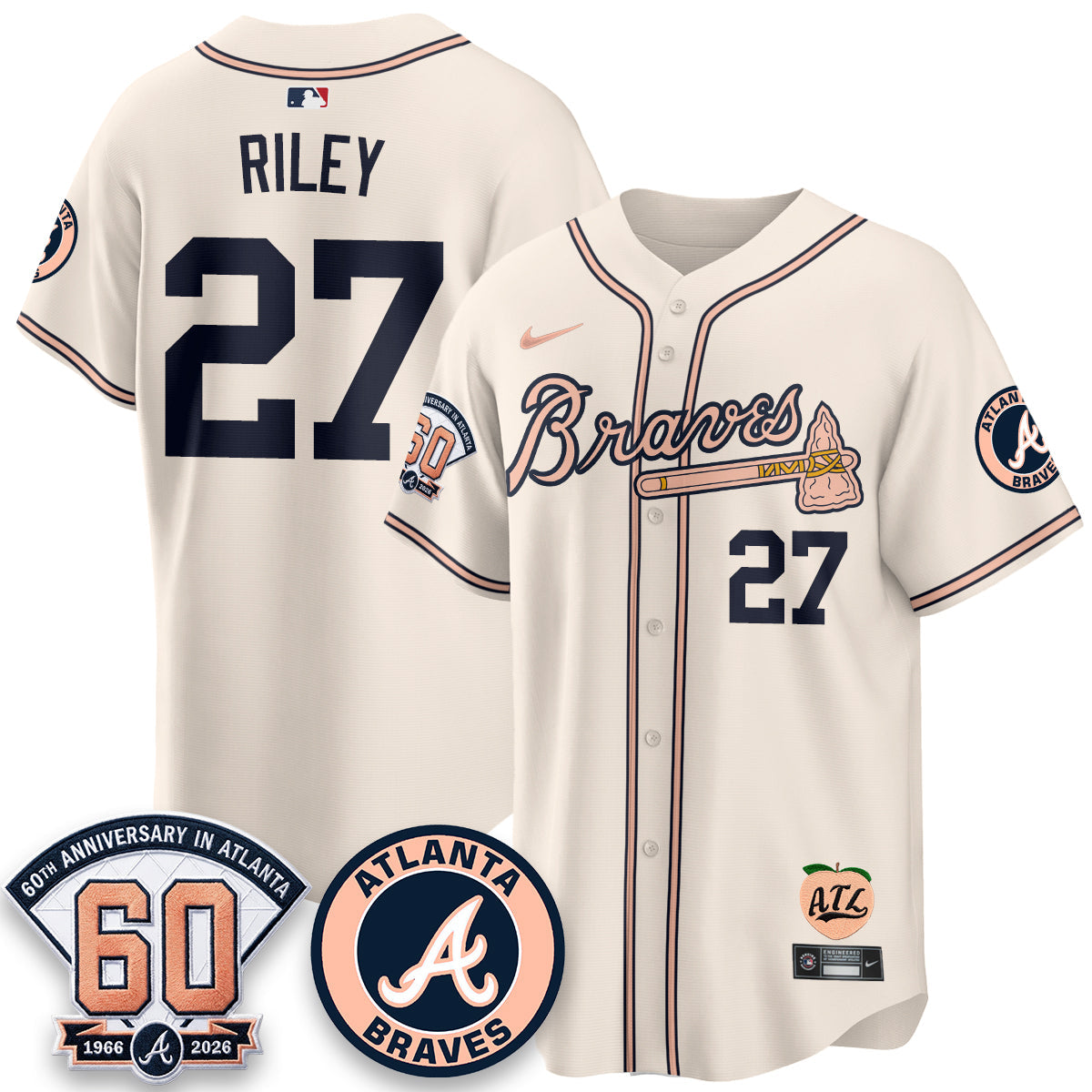 ATL 60th Anniversary Peach Edition Vapor Premier Limited Jersey - All Stitched