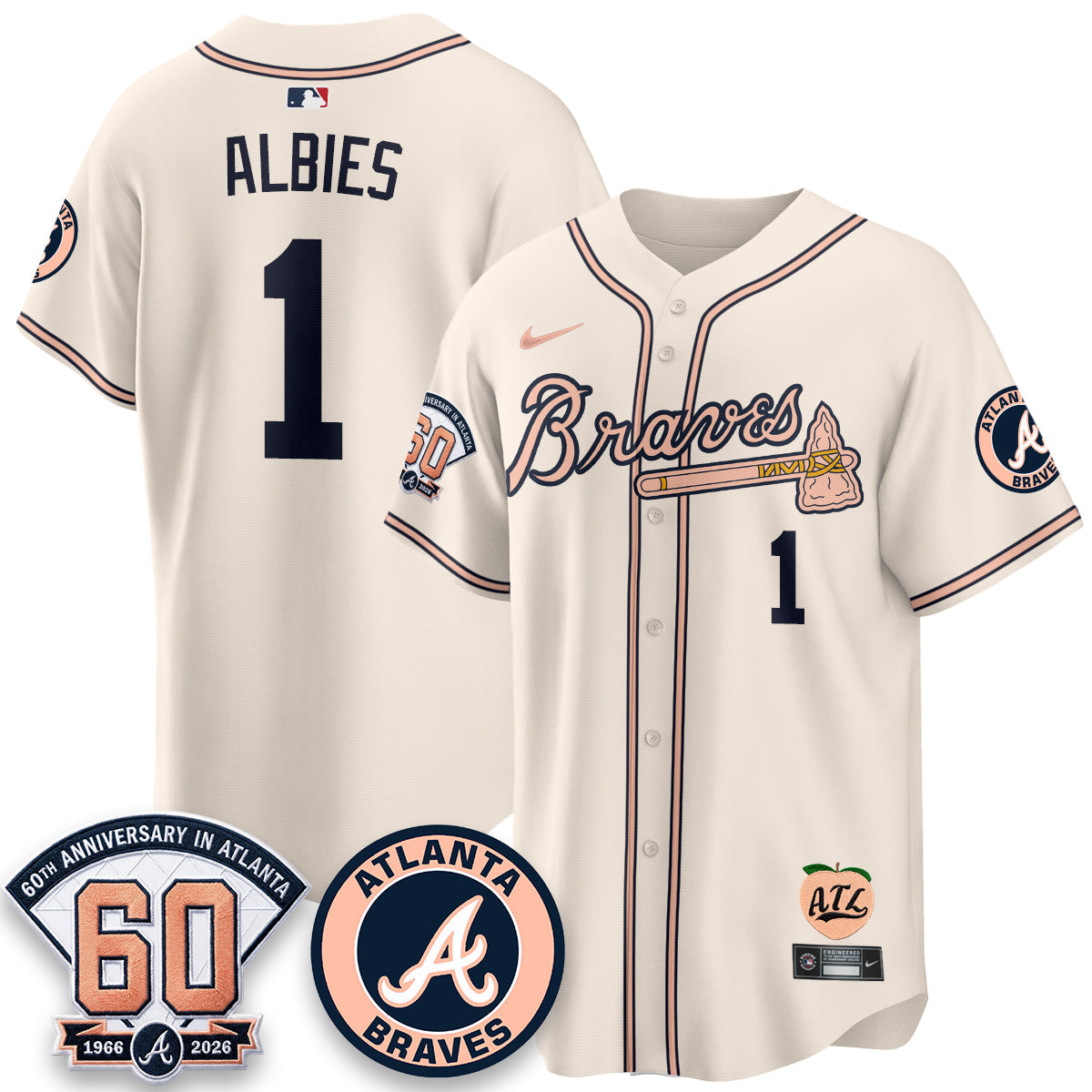 ATL 60th Anniversary Peach Edition Vapor Premier Limited Jersey - All Stitched