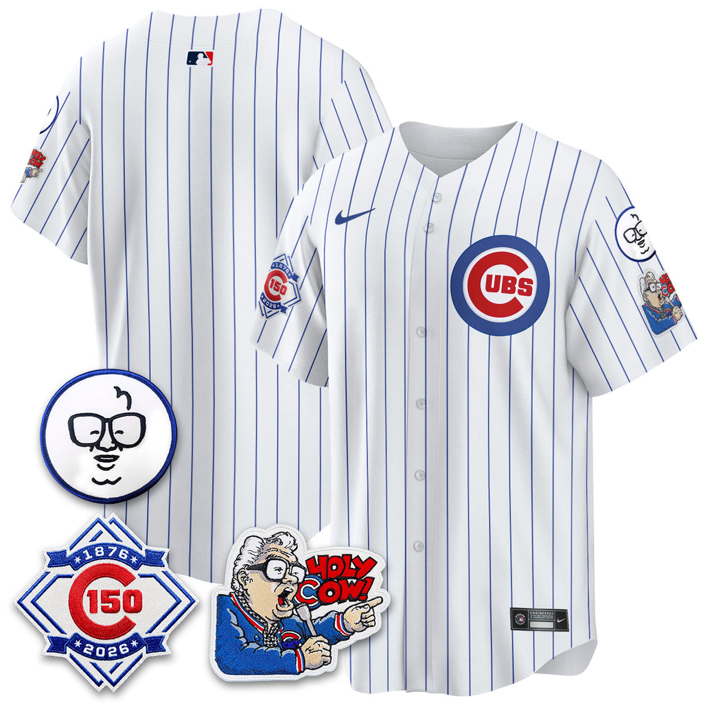 CHC 150th Anniversary Harry Caray Holy Cow Limited Blue Jersey - Stitched V2
