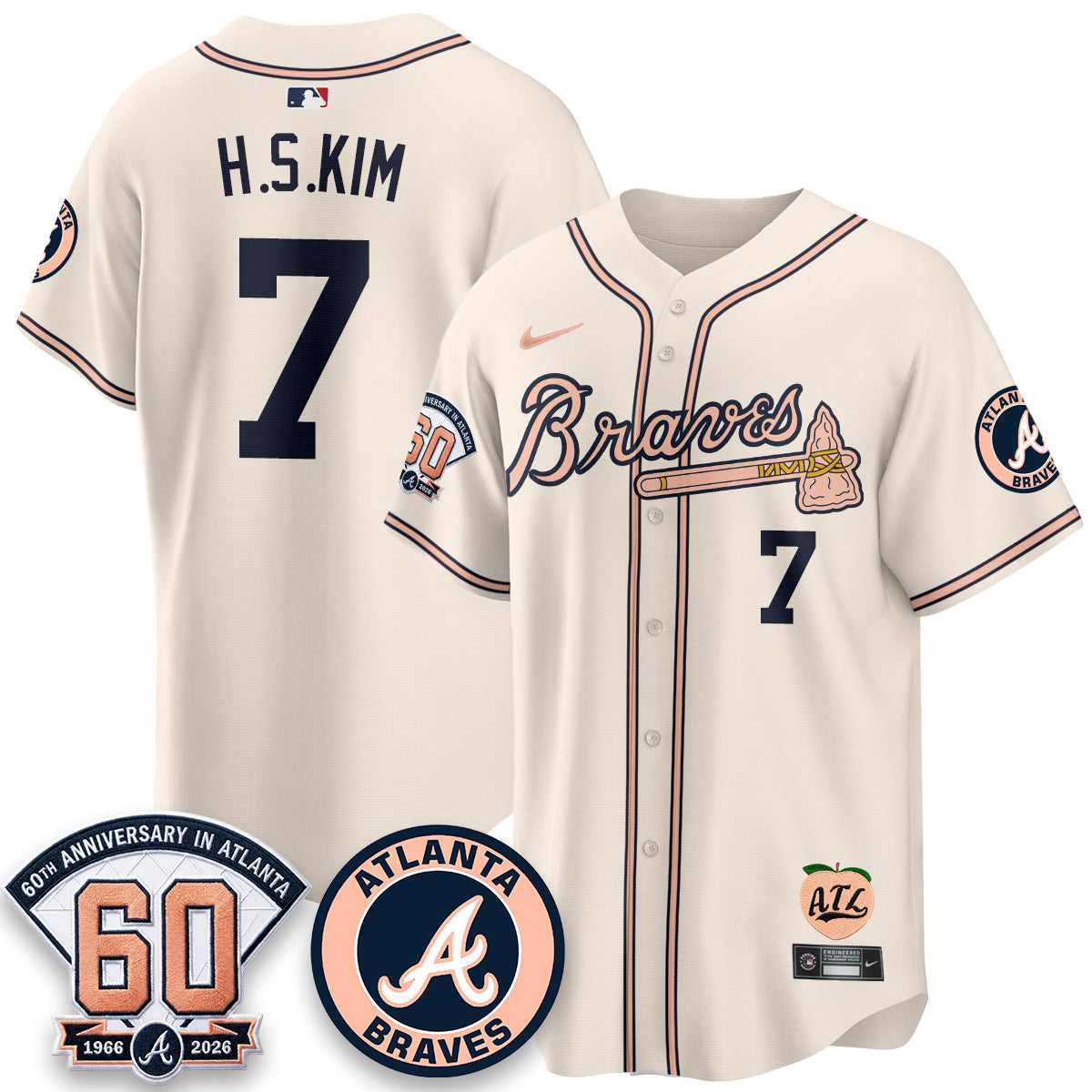 ATL 60th Anniversary Peach Edition Vapor Premier Limited Jersey - All Stitched