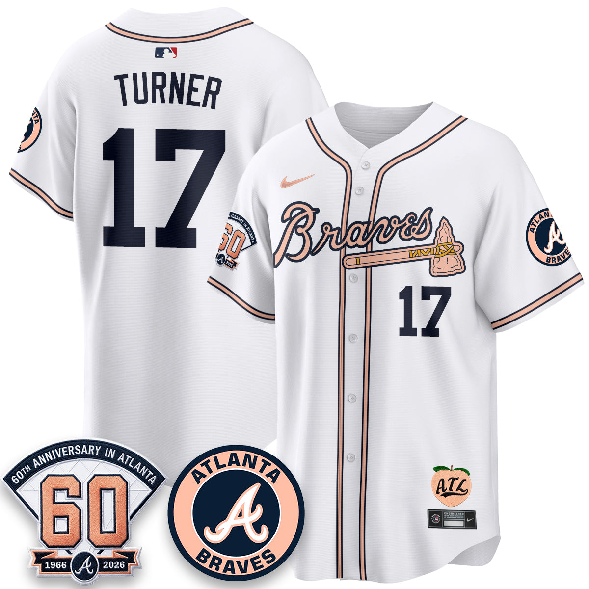 ATL 60th Anniversary Peach Edition Vapor Premier Limited Jersey - All Stitched