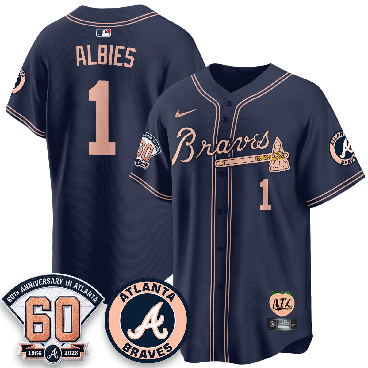 ATL 60th Anniversary Peach Edition Vapor Premier Limited Jersey - Stitched