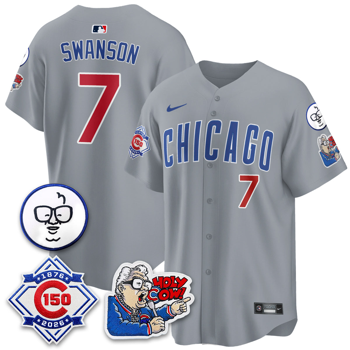 CHC 150th Anniversary Harry Caray Holy Cow Limited Blue Jersey - Stitched V2