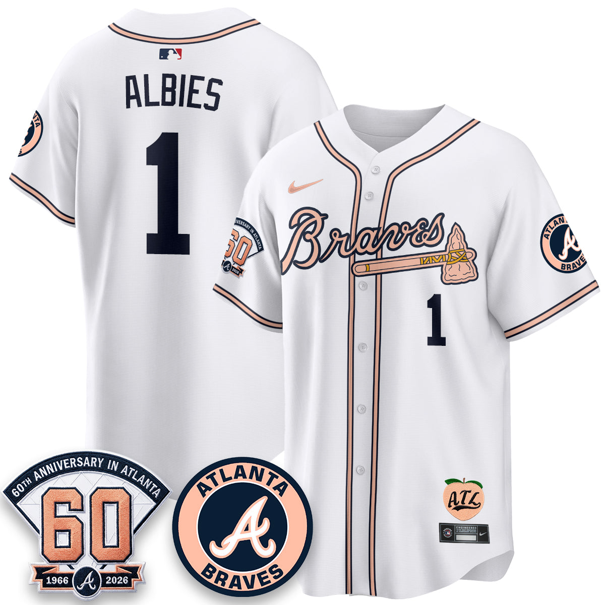 ATL 60th Anniversary Peach Edition Vapor Premier Limited Jersey - All Stitched