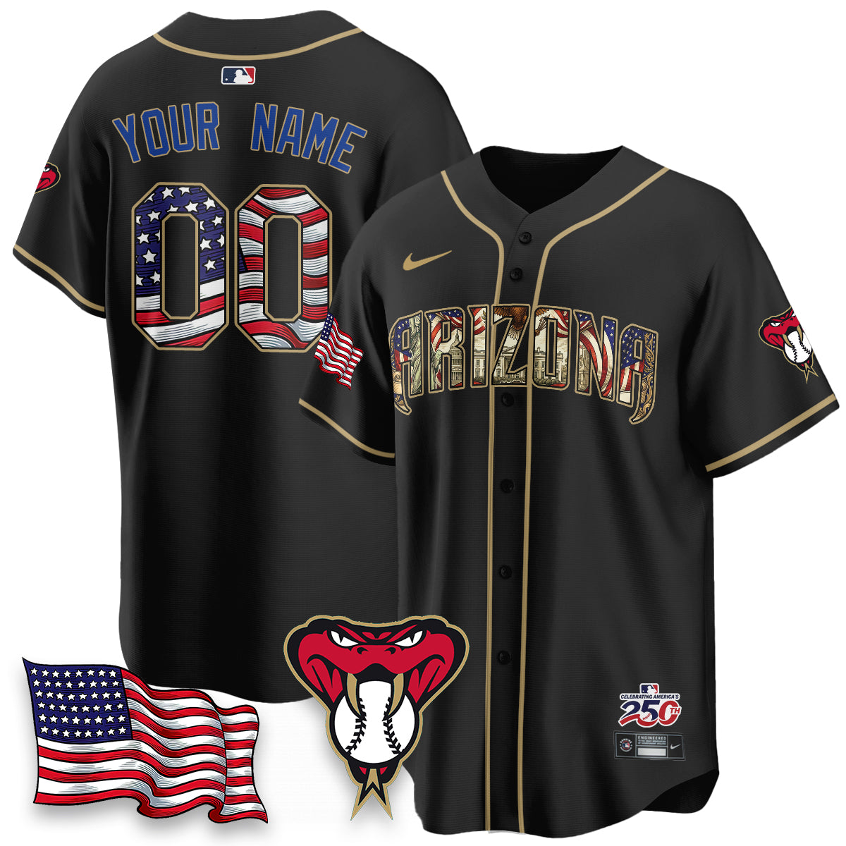 ARI 2026 Independence Day USA Vapor Limited Custom Jersey - Stitched